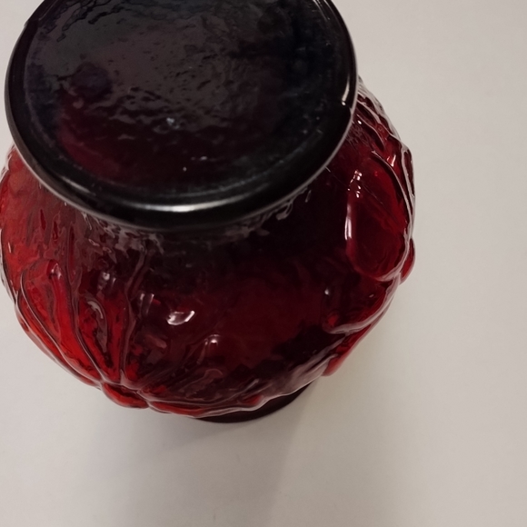 Vintage Anchor Hocking Rainflower pattern, Red Flower Vase or candle holder - Picture 4 of 12